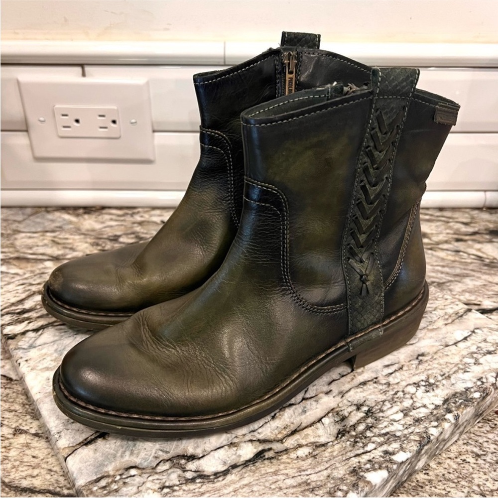 Pikolino Olive Leather Ankle Boots Size 6